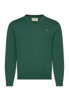 Classic Cotton V-Neck Tops Knitwear V-necks Green GANT