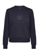 Reg Tonal Shield C-Neck Sweat Tops Sweatshirts & Hoodies Sweatshirts Navy GANT