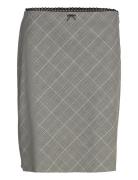 Check Skirt With Decorative Bow Skirts Knee-length & Midi Skirts Grey Mango