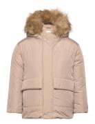 Fleece-Lined Quilted Anorak Outerwear Jackets & Coats Winter Jackets Beige Mango