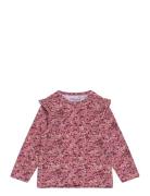 T-Shirt Ls Aop Tops T-shirts Long-sleeved T-Skjorte Pink Minymo