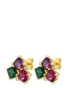 Viena Sg Purple/Green/Pink Accessories Jewellery Earrings Studs Multi/patterned Dyrberg/Kern