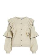 Viluka L/S Contrast Knit Cardigan/Ka Tops Knitwear Cardigans Cream Vila