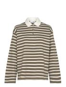 Slfwada Ls Stripe Collar Top Tops T-shirts & Tops Polos Brown Selected Femme