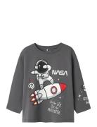 Nmmdalum Nasa Ls Nreg Top Nas Tops T-shirts Long-sleeved T-Skjorte Grey Name It