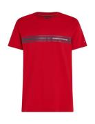 Central Chest Stripe Tee Tops T-Kortærmet Skjorte Red Tommy Hilfiger