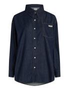 Over D Ls Denim Shirt Tops Shirts Denim Shirts Navy Calvin Klein Jeans