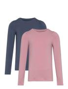 T-Shirt Ls 2-Pack Tops T-shirts Long-sleeved T-Skjorte Pink Creamie