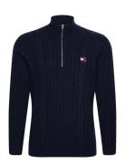 Tjm Reg Cable S Flag 1/4 Zip Tops Knitwear Half Zip Jumpers Navy Tommy Jeans