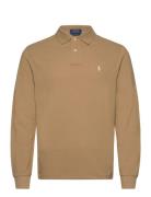 Custom Slim Fit Mesh Polo Shirt Tops Polos Long-sleeved Beige Polo Ralph Lauren