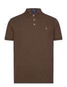 Custom Slim Fit Stretch Mesh Polo Shirt Tops Polos Short-sleeved Brown Polo Ralph Lauren