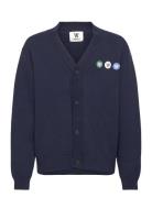 Wwotis Tripple Badge Cardigan Tops Knitwear Cardigans Navy Double A By Wood Wood