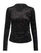 Leopard-Print Long-Sleeved T-Shirt Tops T-shirts & Tops Long-sleeved Black Mango