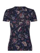 Floral Stretch Cotton Crewneck Tee Tops T-shirts & Tops Short-sleeved Navy Lauren Ralph Lauren