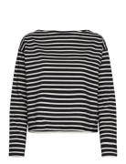 Striped Cotton Jersey Boatneck Top Tops T-shirts & Tops Long-sleeved Navy Lauren Ralph Lauren