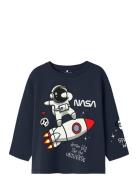 Nmmdalum Nasa Ls Nreg Top Nas Tops T-shirts Long-sleeved T-Skjorte Navy Name It