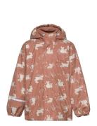 Rain Jacket - Aop, W. Fleece Outerwear Rainwear Jackets Brown CeLaVi