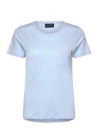 Cotton-Modal Blend Classic Tee Tops T-shirts & Tops Short-sleeved Blue Lexington Clothing