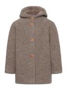 Coat Hood Wool W. Lining Skaljakke Outdoorjakke Brown Huttelihut