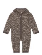 Pram Suit Ears Wool Fleece  Outerwear Fleece Outerwear Fleece Coveralls Brown Huttelihut