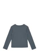 T-Shirt Ls Rib Tops T-shirts Long-sleeved T-Skjorte Blue Huttelihut