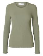 Slfanna Ls Crew Neck Tee S Noos Tops T-shirts & Tops Long-sleeved Green Selected Femme