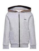 Hooded Cardigan Tops Sweatshirts & Hoodies Hoodies Grey BOSS