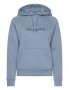 W F2F Organic Cotton Hoodie Tops Sweatshirts & Hoodies Hoodies Blue Helly Hansen