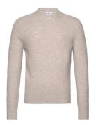 Knitted Sweater With Squared Structure Tops Knitwear Round Necks Beige Mango