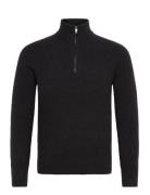 Perkins-Neck Knitted Sweater Tops Knitwear Half Zip Jumpers Black Mango