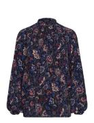 Floral Pleated Georgette Blouse Tops Blouses Long-sleeved Multi/patterned Lauren Ralph Lauren