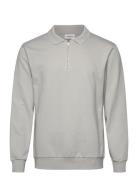 Jersey Pique W Zip L/S Tops Polos Long-sleeved Grey Lindbergh