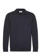 Jersey Split Neck W. Collar L/ Tops Sweatshirts & Hoodies Sweatshirts Navy Lindbergh