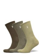 Cotton-Blend Crew Sock 3-Pack Underwear Socks Regular Socks Khaki Green Polo Ralph Lauren Underwear