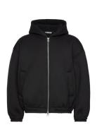 Bonded Scuba Zip Jacket Tops Sweatshirts & Hoodies Hoodies Black Weekday