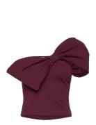 Bow Tube Top Tops T-shirts & Tops Short-sleeved Burgundy Monki