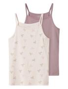 Nkfstrap Top 2P Barely Pink Bow Noos Tops T-shirts Sleeveless Purple Name It