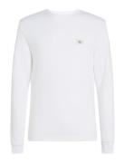 Woven Label Waffle Ls Tee Tops T-Langærmet Skjorte White Calvin Klein Jeans
