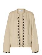 Slfjilli Ls Knit Detail Cardigan Tops Knitwear Cardigans Beige Selected Femme