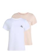 2-Pack Monologo Slim Tee Tops T-shirts & Tops Short-sleeved White Calvin Klein Jeans