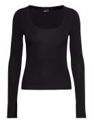 Soft Touch Jersey Top Tops T-shirts & Tops Long-sleeved Black Gina Tricot