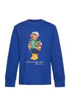 Polo Bear Cotton Long-Sleeve Tee Tops T-shirts Long-sleeved T-Skjorte Blue Ralph Lauren Kids