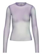 Mesh Print Long Sleeve Top Tops T-shirts & Tops Long-sleeved Purple Weekday