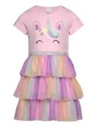 Dress Ss Unicorn Face Mesh Ski Dresses & Skirts Dresses Casual Dresses Short-sleeved Casual Dresses Pink Lindex