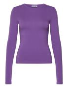 Slim Fitted Long Sleeve Tops T-shirts & Tops Long-sleeved Purple Weekday