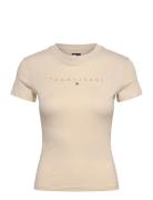 Tjw Slim Tonal Linear Tee Ext Tops T-shirts & Tops Short-sleeved Beige Tommy Jeans