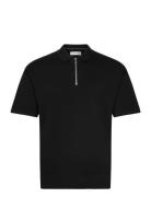 Jjtroy Knit Zip Polo Tops Knitwear Short Sleeve Knitted Polos Black Jack & J S