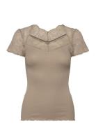 Rwbeatha Capsleeve Regular T-Shirt Tops T-shirts & Tops Short-sleeved Beige Rosemunde