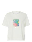 Slfessential Ss Boxy Printed Tee Tops T-shirts & Tops Short-sleeved White Selected Femme