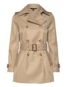 Double-Breasted Cotton-Blend Trench Coat Trenchcoat Frakke Beige Lauren Ralph Lauren